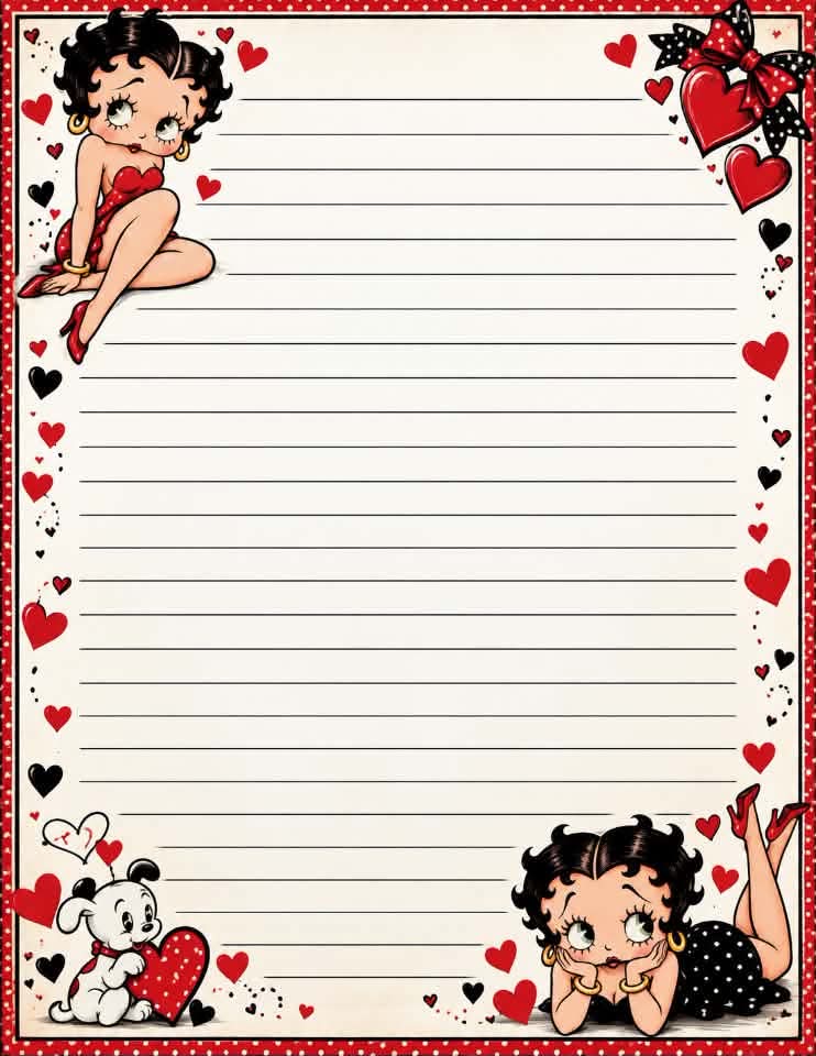 Betty Boop Hearts & Bows — 5 × 7 Lined Notepad