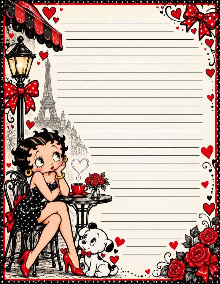 Betty Boop Paris Café — 5 × 7 Lined Notepad