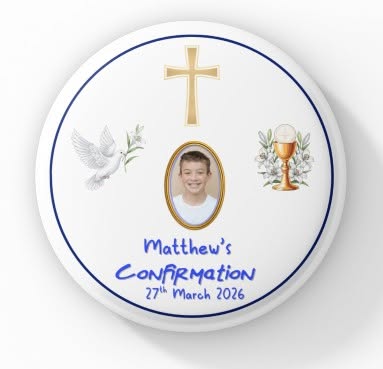 Blue Confirmation with Photo badge — 58 mm