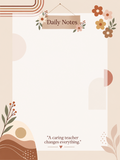 A Caring Teacher — Daily Notes 5 by 7 inch notepad page design