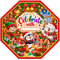 Celebrate With Personalised Christmas Sweet Tub Label — Octagon, 19 cm — blank area personalised with your chosen name