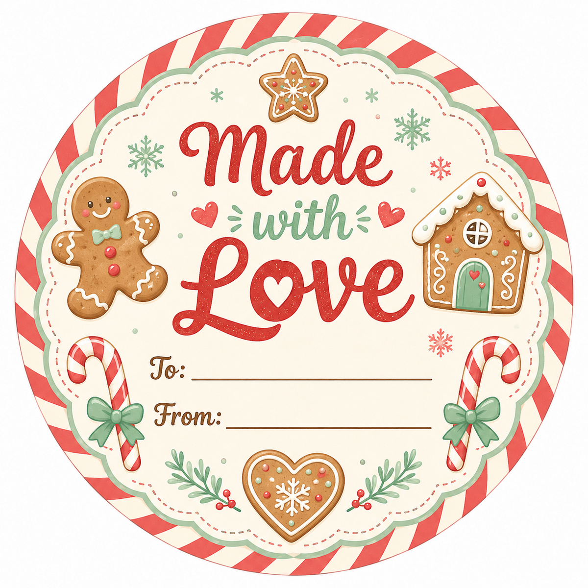 Made with Love Christmas gift label design
