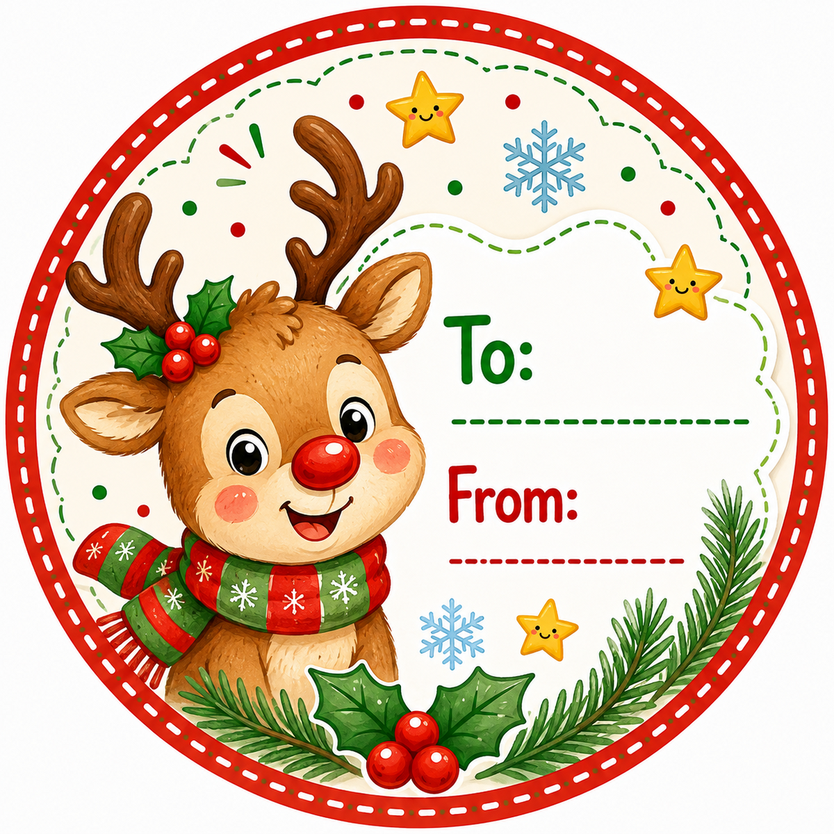 Reindeer Christmas gift label design