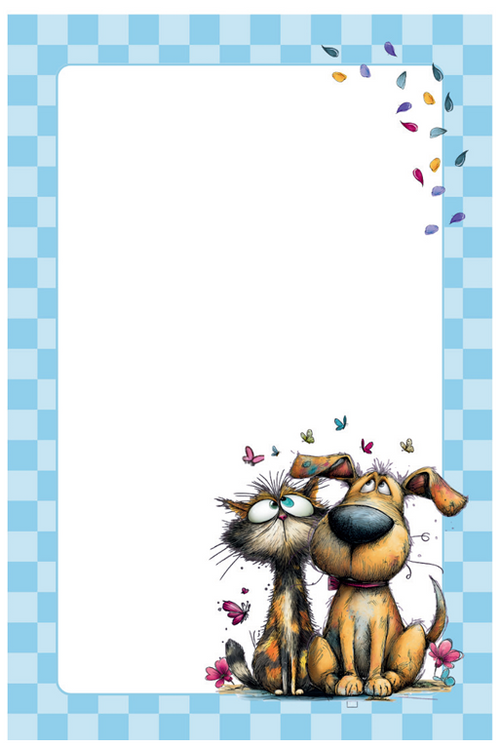 Floral Cats 5 by 7 inch unlined notepad page design