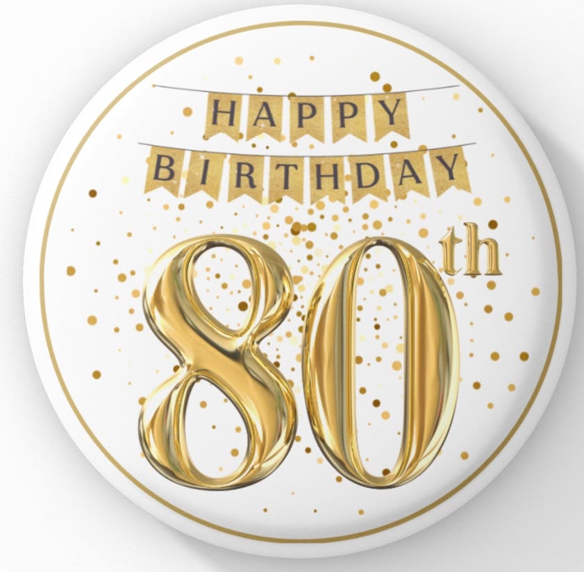 Gold Milestone Birthday badge — 58 mm