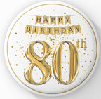 Gold Milestone Birthday badge — 58 mm