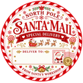 North Pole Santa Mail Personalised Sweet Tub Label — blank area personalised with your chosen name