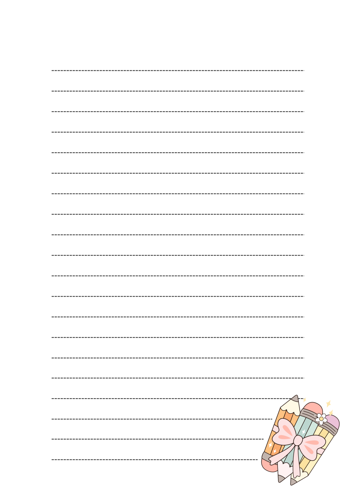 Pastel Pencils & Bows 5 by 7 inch notepad page design
