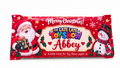 Personalised Toy Show chocolate bar with Santa and snowman, Abbey sample name, on a white background