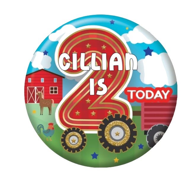 Tractor Birthday badge — 58 mm