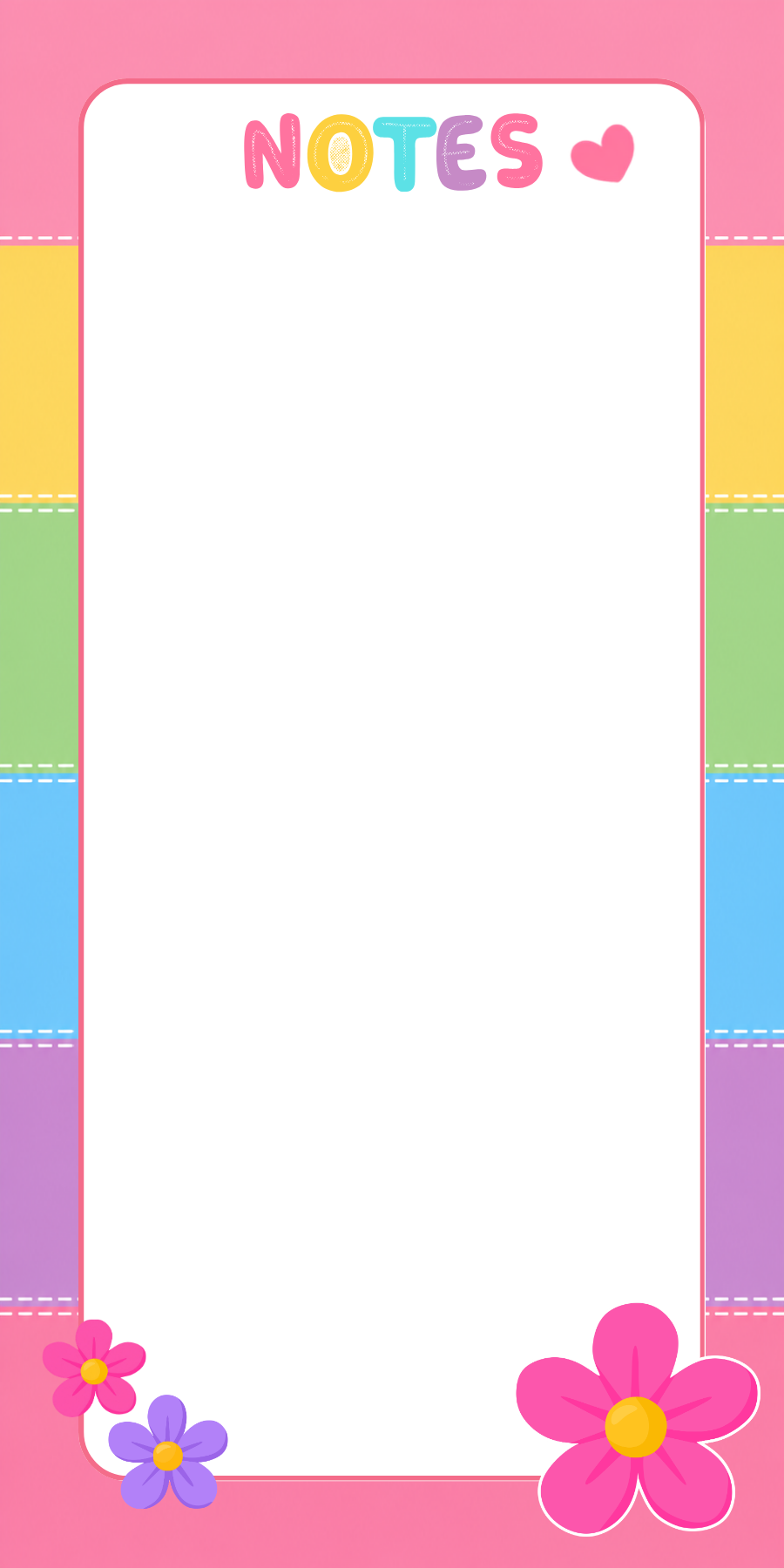Rainbow Notes notepad with blank writing area and pink flowers