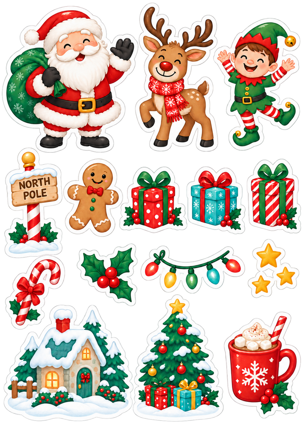 Santa and Friends Christmas A5 sticker sheet