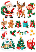 Santa and Friends Christmas A5 sticker sheet