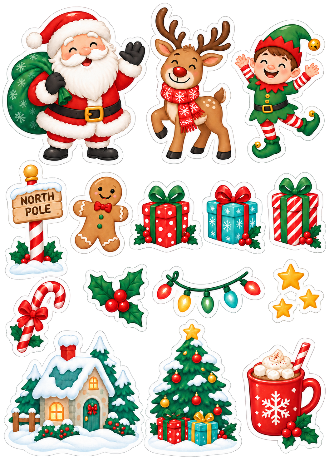 Santa and Friends Christmas A5 sticker sheet