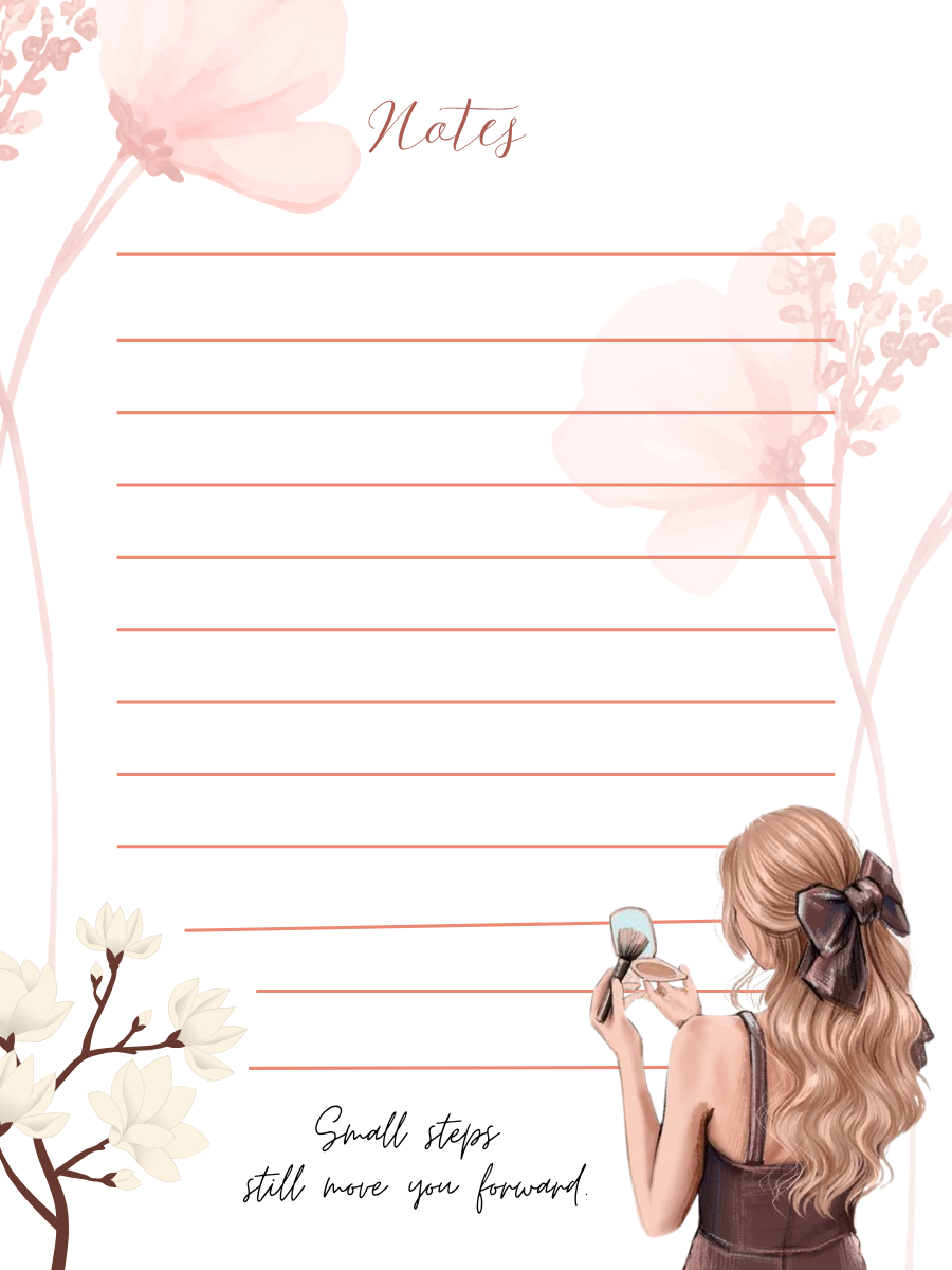 Small Steps Floral Notes 5 by 7 inch notepad page design