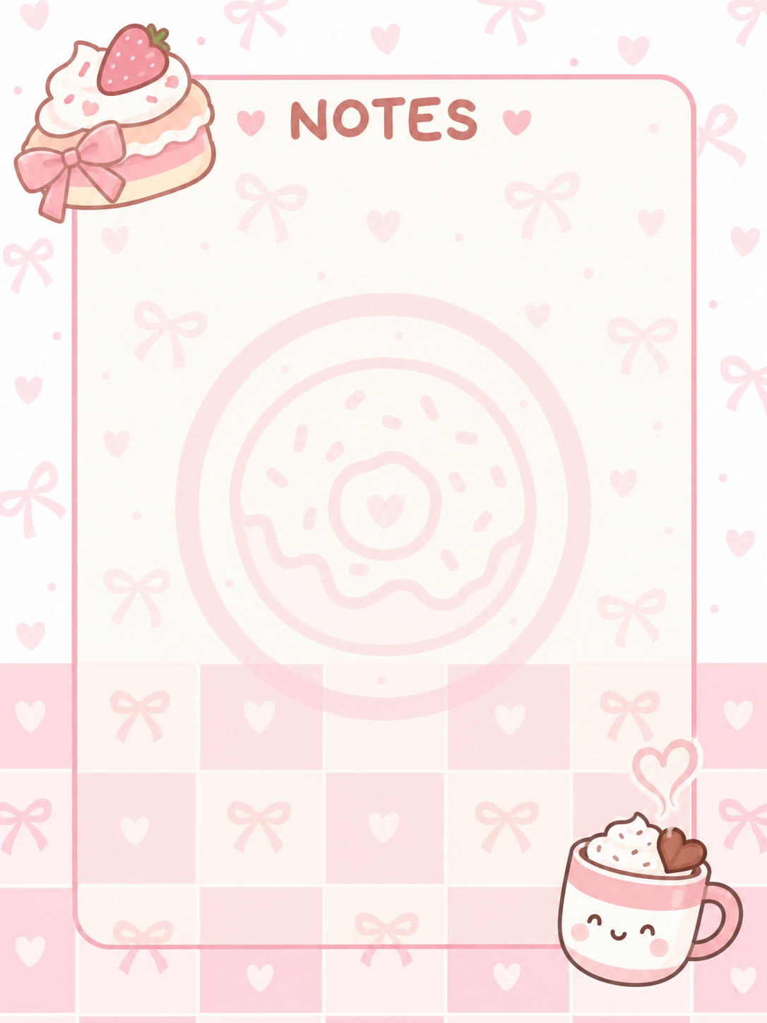 Strawberry Treats & Coffee Notes 5 by 7 inch notepad page design