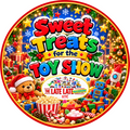 20 cm round Sweet Treats for the Toy Show label design
