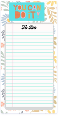 Floral You Can Do It To Do List notepad with turquoise lines